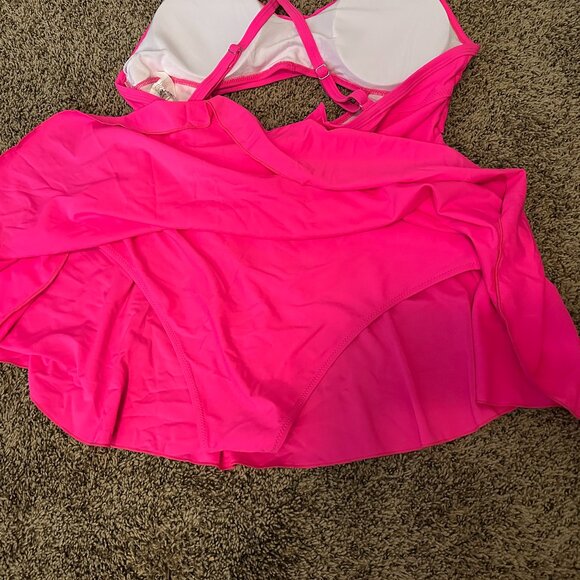 Aimage Hot Pink Skirted One Piece Bathing Swim Suit XXL NWT - Picture 3 of 4